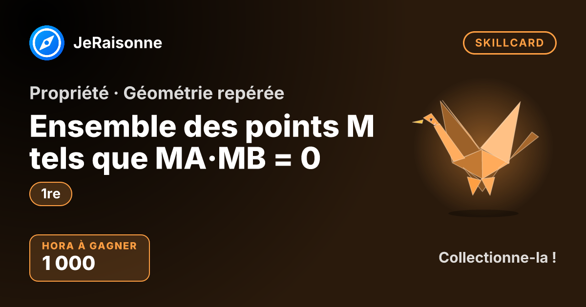 SKILLCARD « Ensemble des points M tels que MA·MB = 0 » — 1ère
