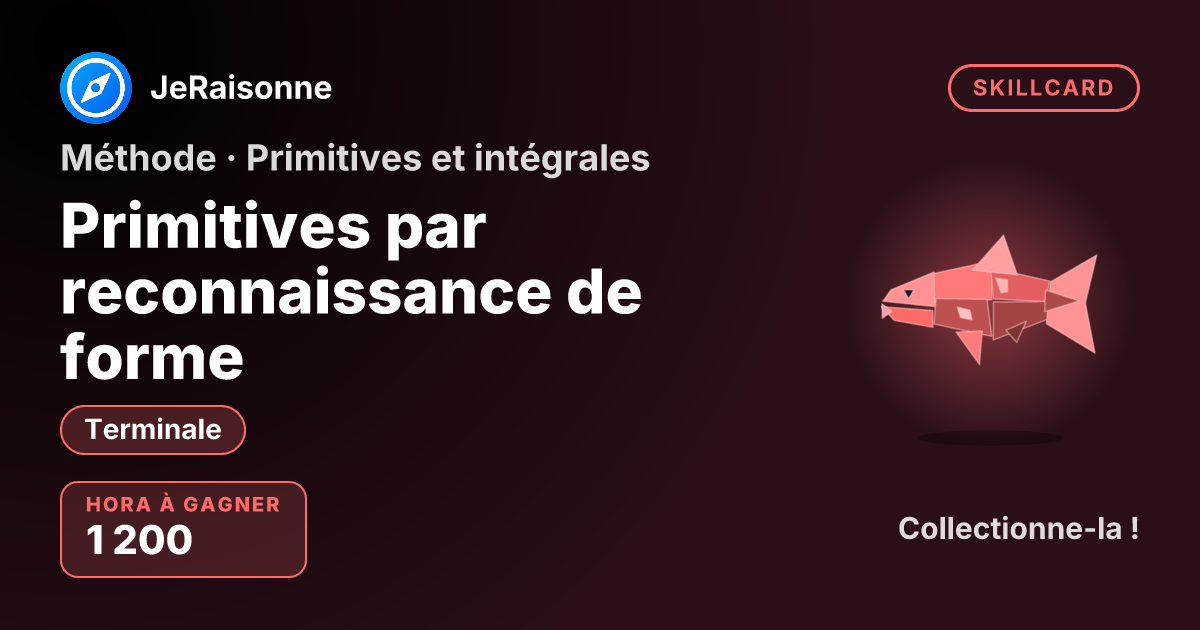 SKILLCARD « Primitives par reconnaissance de forme » — Terminale
